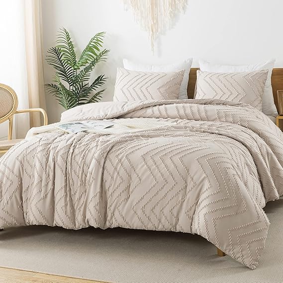 Litanika Khaki Boho Comforter Set King Size, 3 Pieces