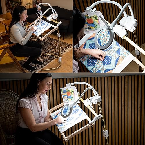 Miniatura 7 de Daylight Company Stitchsmart Stand, soporte ajustable para aro de bordado, soporte giratorio para punto de cruz, soporte para aro, soporte para