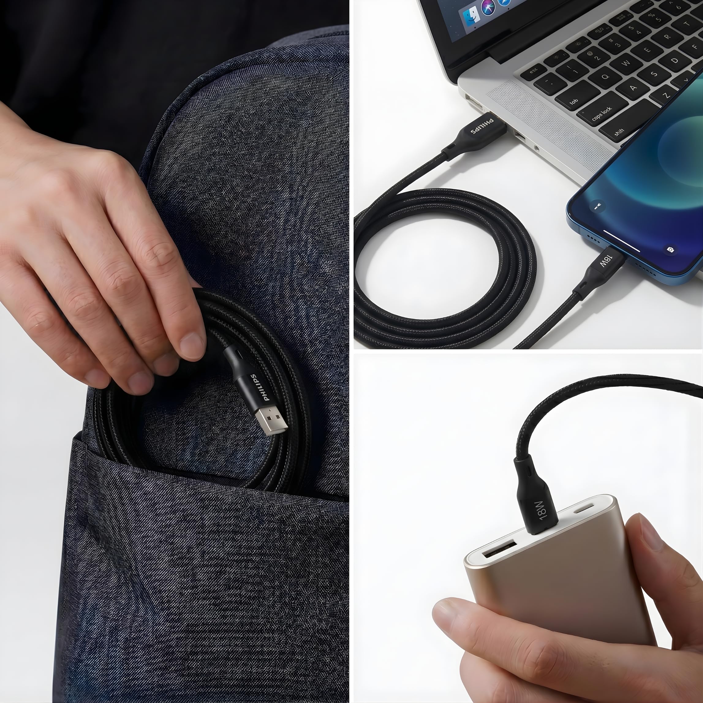 Philips USB-C Charging Cable - 1.5m Dark Slate -8