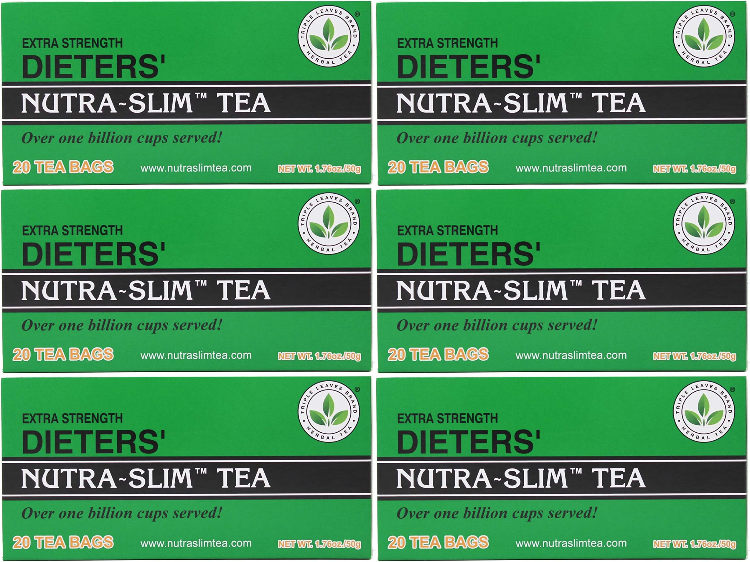 SIX BOXES of Nutra-slim Tea 20 Tea Bags