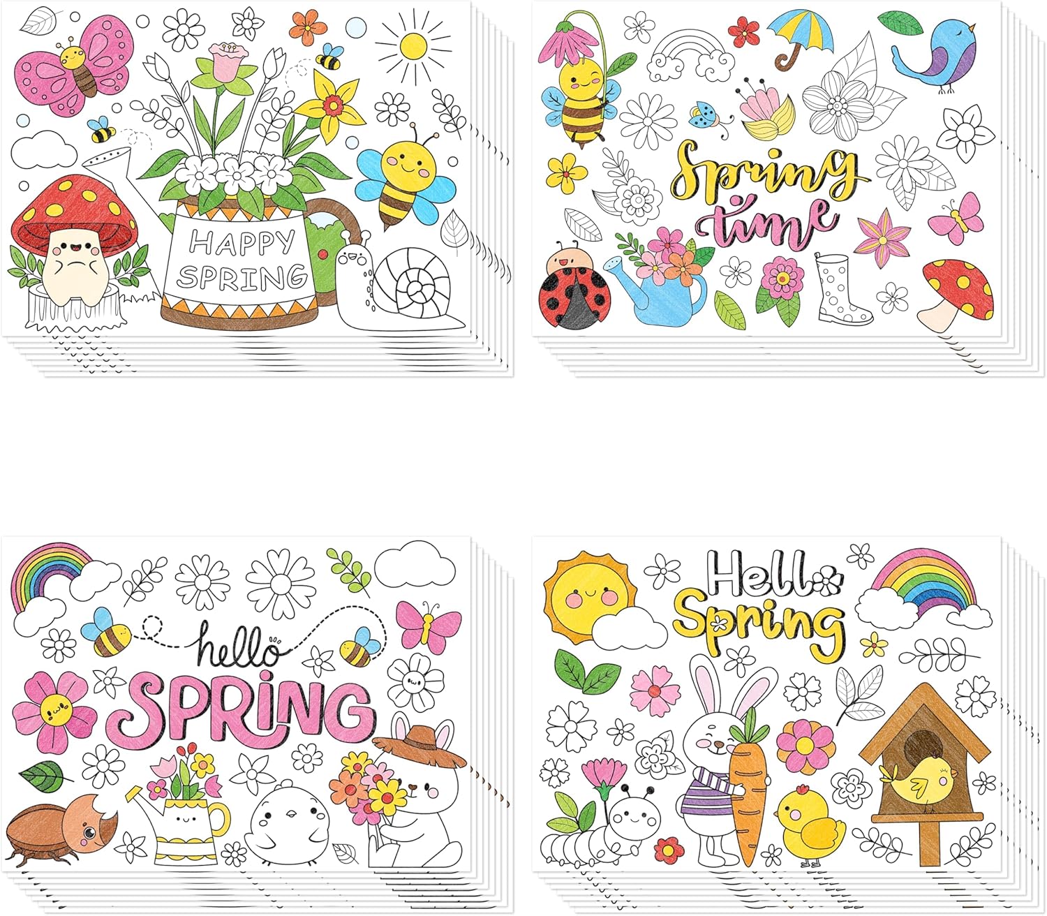 Easter Christian Coloring Poster Cards for Kids - 32Pcs He Is Risen Religious Activity Pages with Jesus Cross Egg Bunny - Sunday School Crafts Church Class Party Favors Supplies - 5.9x8.2 Inches