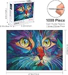 Rocorose Stained Puzzle de chat en verre pour adultes, 1000 Pièces Joli chaton Puzzles d'art Challenging mignon puzzle d'animaux colorés pour le jeu nuits Décor maison