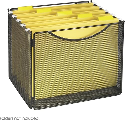 Miniatura 2 de Safco Productos Onyx Mesh - Cubo de archivo tamaño carta 2170BL negro, acabado de capa de polvo negro, construcción de malla de acero duradero