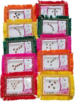 Generic Haldi Kumkum | Set of 10 Decorative Bindi | Pooja | Return Gift | Give Away | HK-Bindi1, Assorted