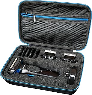 Funda rígida compatible con afeitadora eléctrica Braun Series 5 51-M4500cs, 51-B1820s, 51-B1000s con recortadora de barba EasyClick, accesorio de viaje, funda para contenedor, color marrón 5S Generic