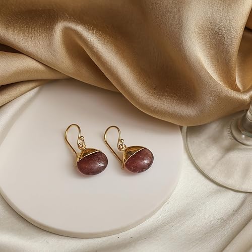 Miniatura 106 de Gempires - Pendiente de gancho de pera natural, pendiente de meditación, joyería hecha a mano, regalo para ella