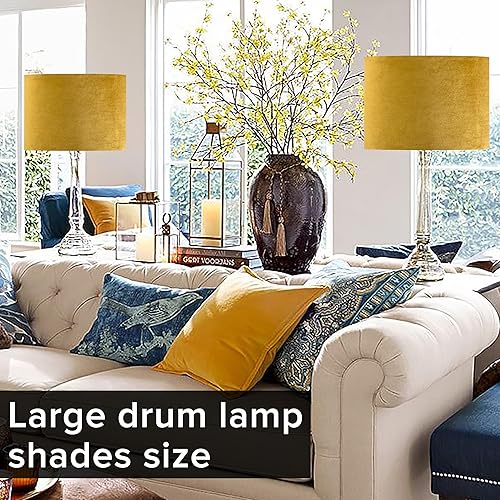 Miniatura 86 de GO&SO Juego de 2 pantallas de lámpara de terciopelo azul oscuro, tamaño mediano de 13 pulgadas superior x 13 pulgadas inferior x 10 pulgadas de alto