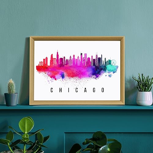 Vista 199 de Póster de Atlantic City Skyline New Jersey, pintura de paisaje urbano de Atlantic City, póster de Atlantic City New Jersey, impresión de paisaje