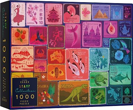 Elena Essex Puzzles for Adults 1000 Pieces - Stamp Collection | Puzzle | 1000 Piece Puzzle for Adults | Colorful Rainbow Gradient | jigsaws Size 20x28 inches