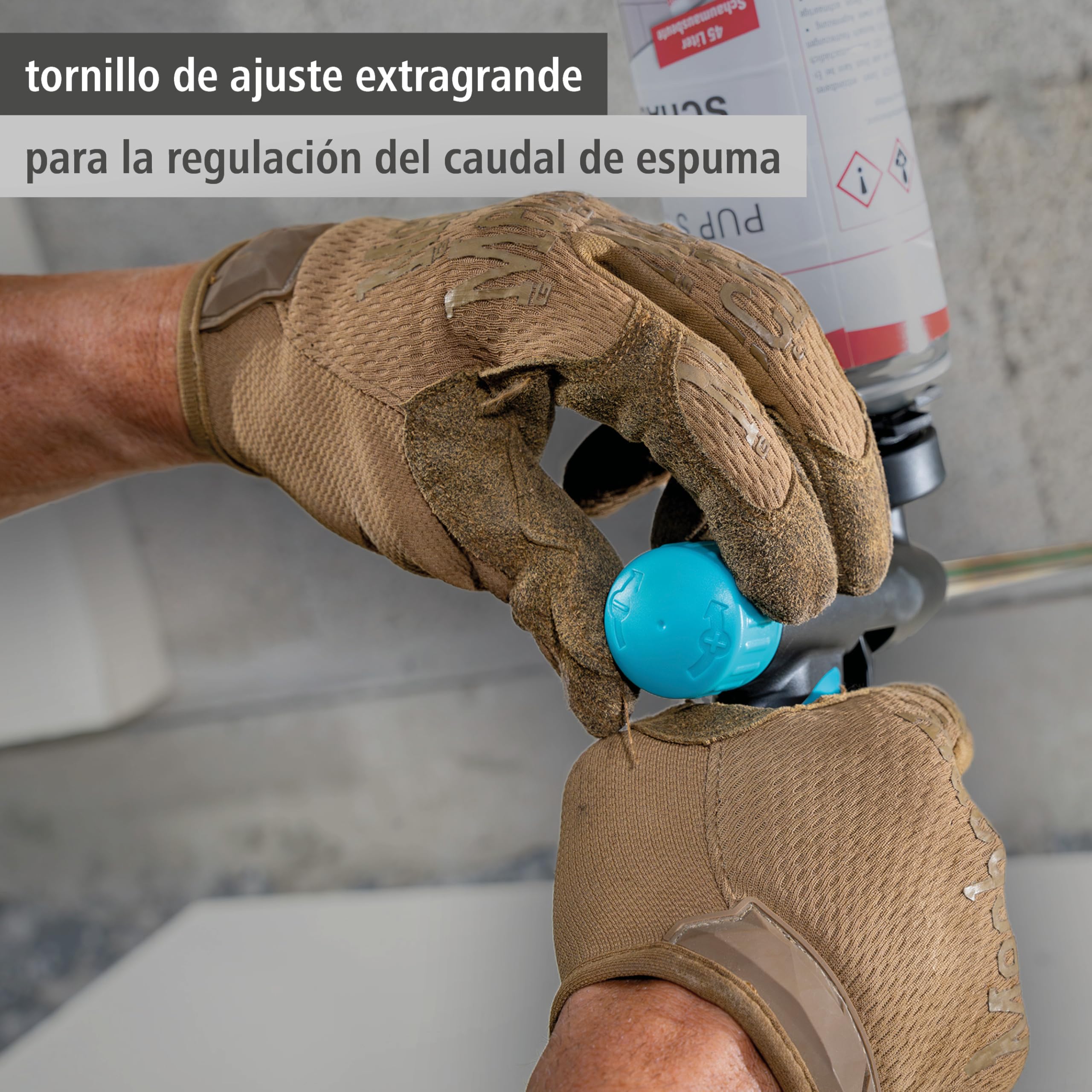 wolfcraft Pistola dosificadora para espuma de montaje I 4342000 I Pistola de alta calidad para el proyectos donde se utilice espuma de poliuretano (PU) como rellenar marcos de puertas y ventanas