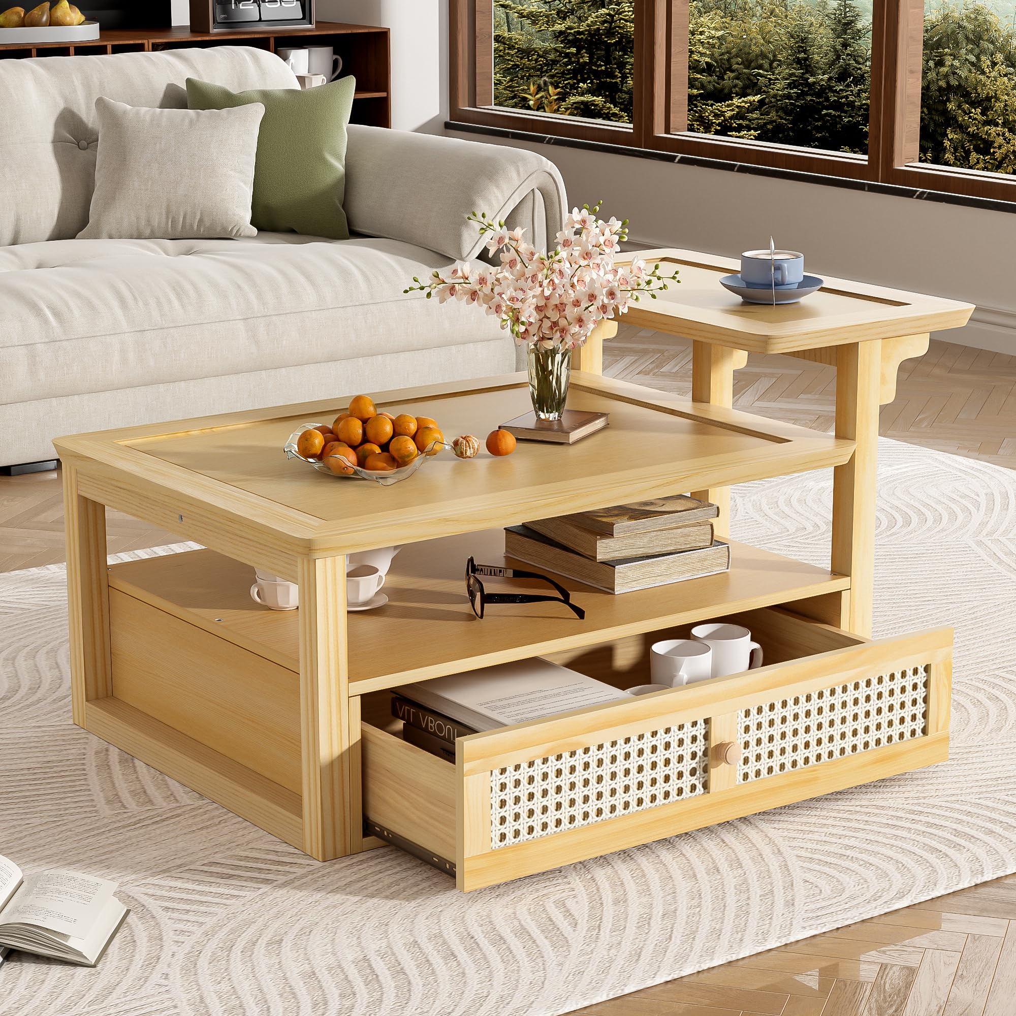Amazon.com: Merax Modern Coffee Table with Storage Shelf, 2