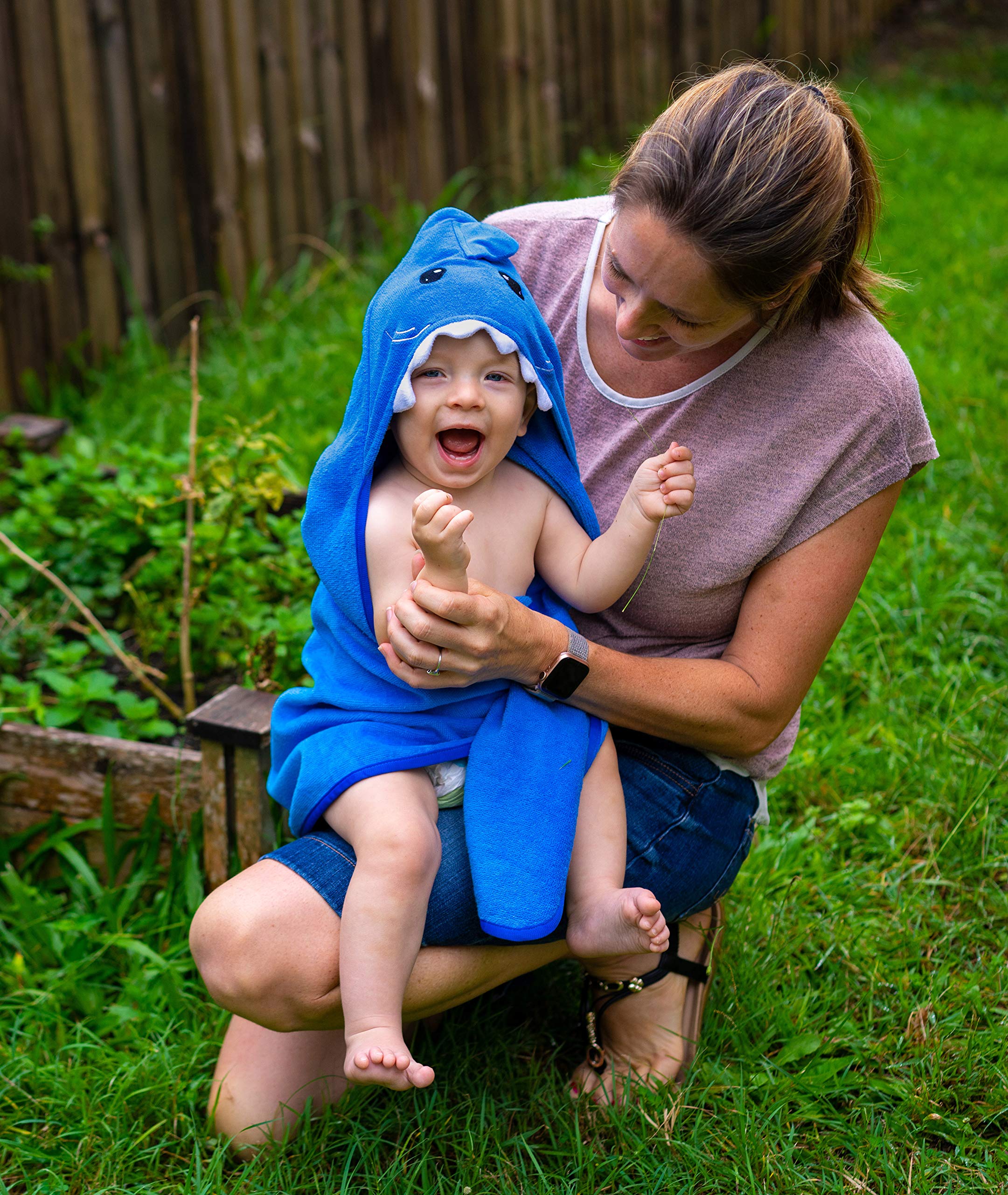 Hudz Kidz - Toalla para bebé con capucha, 100% algodón, perfecta para recién nacidos, Azul