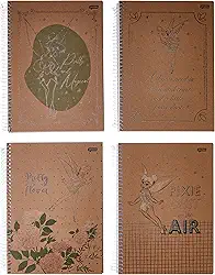 Kit de Caderno, 10 Matérias, Capa Dura, Tinker Bell Kraft, 160 Folhas, Jandaia, Pacote com 4 Unidades