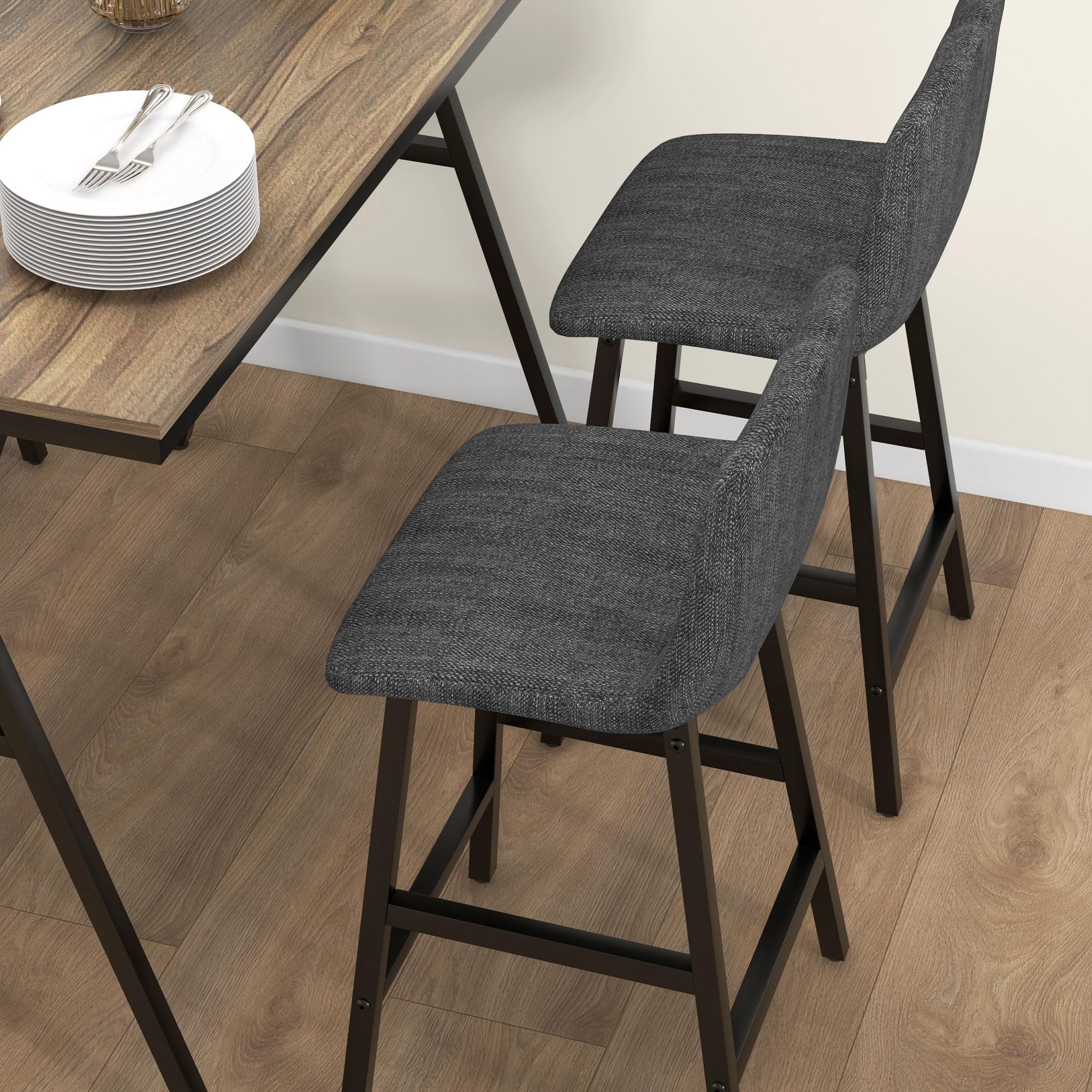 HOMCOM Table de Bar avec Tabouret de Bar, Ensemble de 5 pièces pour Manger, Table de Cuisine, Table de bistrot avec 4 chaises, Ensemble de Tables de Bar pour Cuisine, Salon, Acier, Gris foncé, 120 x