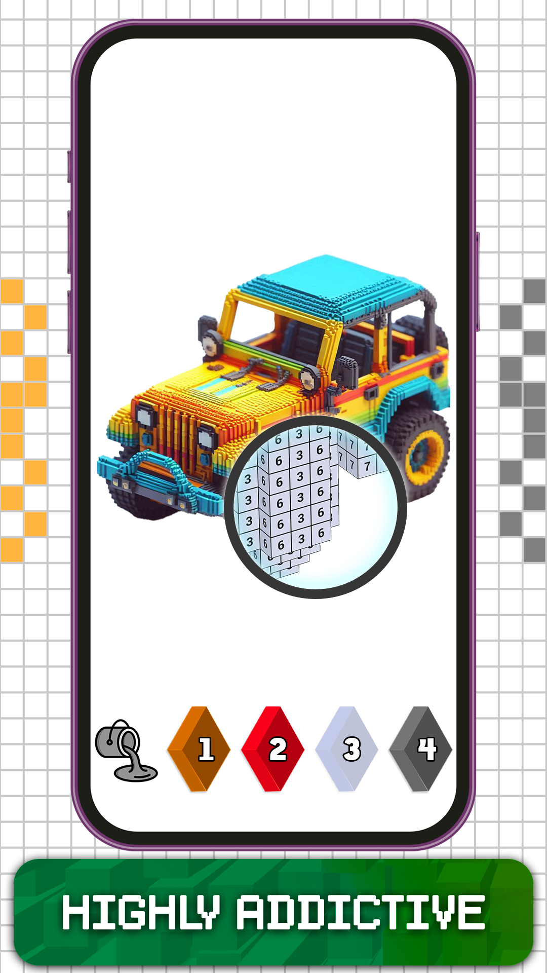 Vehicles 3D Color By Number - Voxel Cars Coloring Book - App on Amazon ...