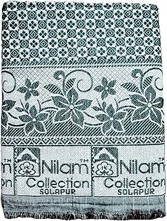 Solapur Chaddar Single Bed Cotton Blanket Full Size 5x7.5 feet Green Colour