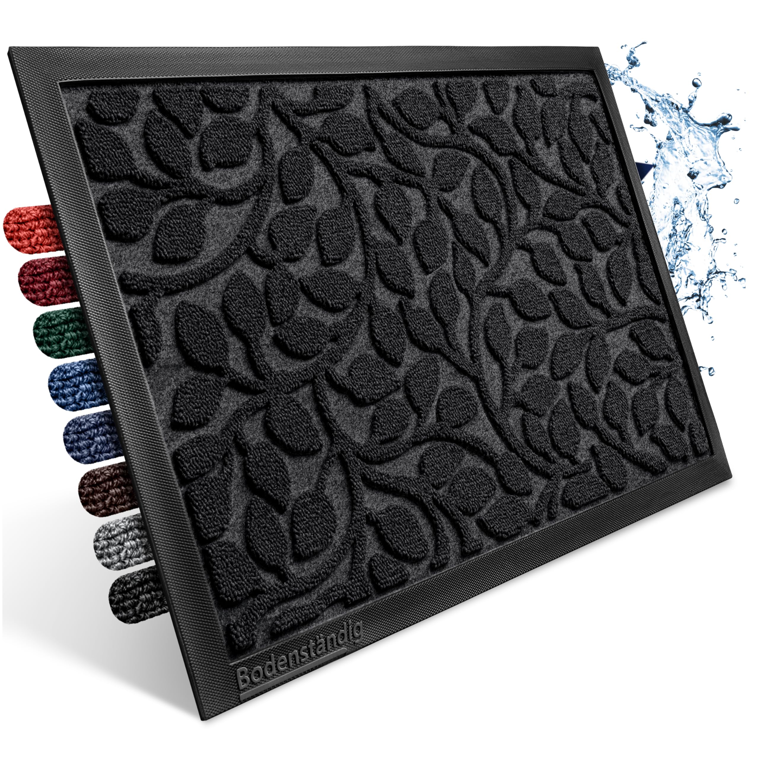 Bodenständig® Fußmatte außen und innen [robust] - Saubere Schuhe Dank geriffelter Oberseite - Perfekte Größe 80x120cm Schwarz - Fussmatte aussen Türmatte Haustür fussabstreifer innen Bereich