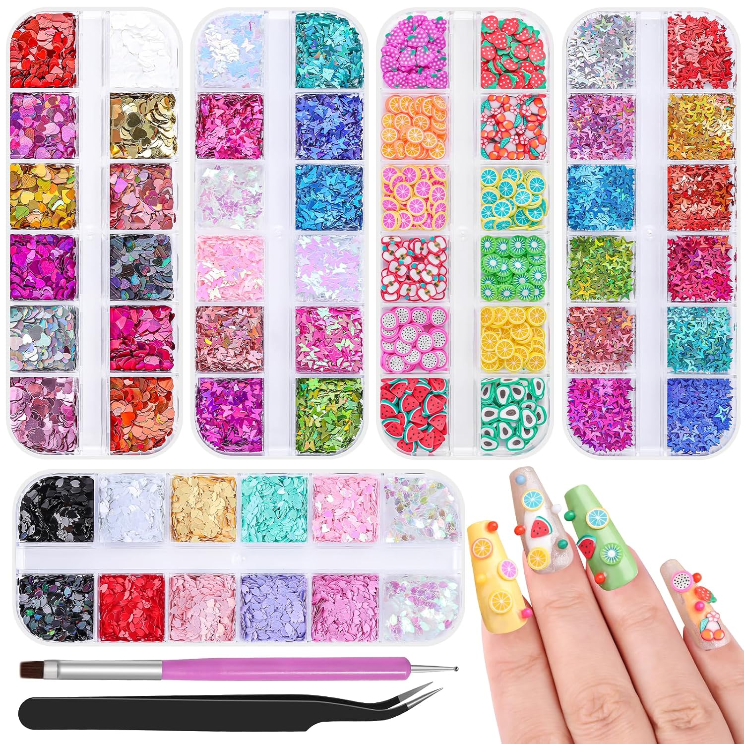 Holographic Nail Art Sequins Kit - Iridescent Glitter Flakes