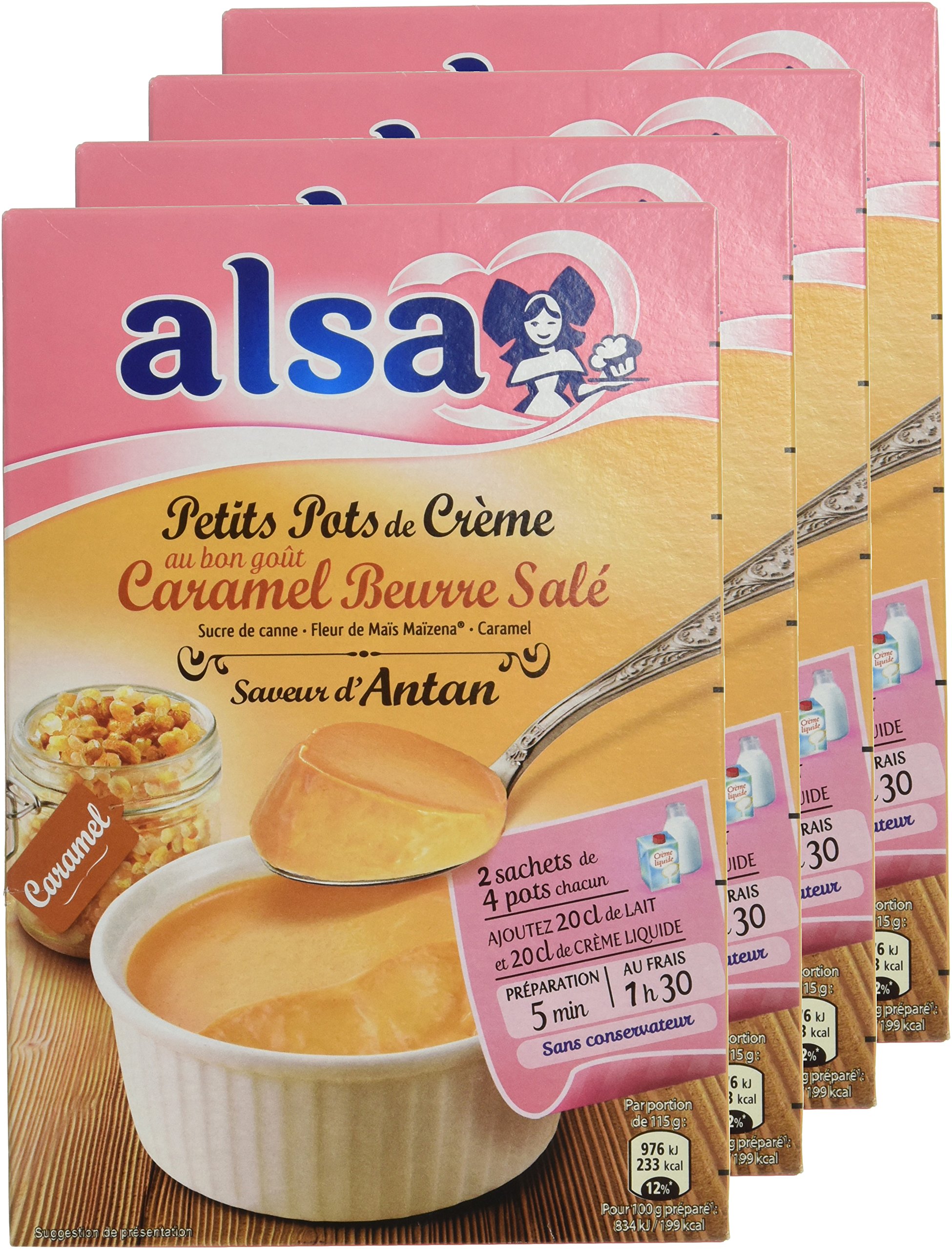 Alsa Préparation Crème dessert Caramel Saveur d'Antan 2 Sachets 120g - Lot de 4