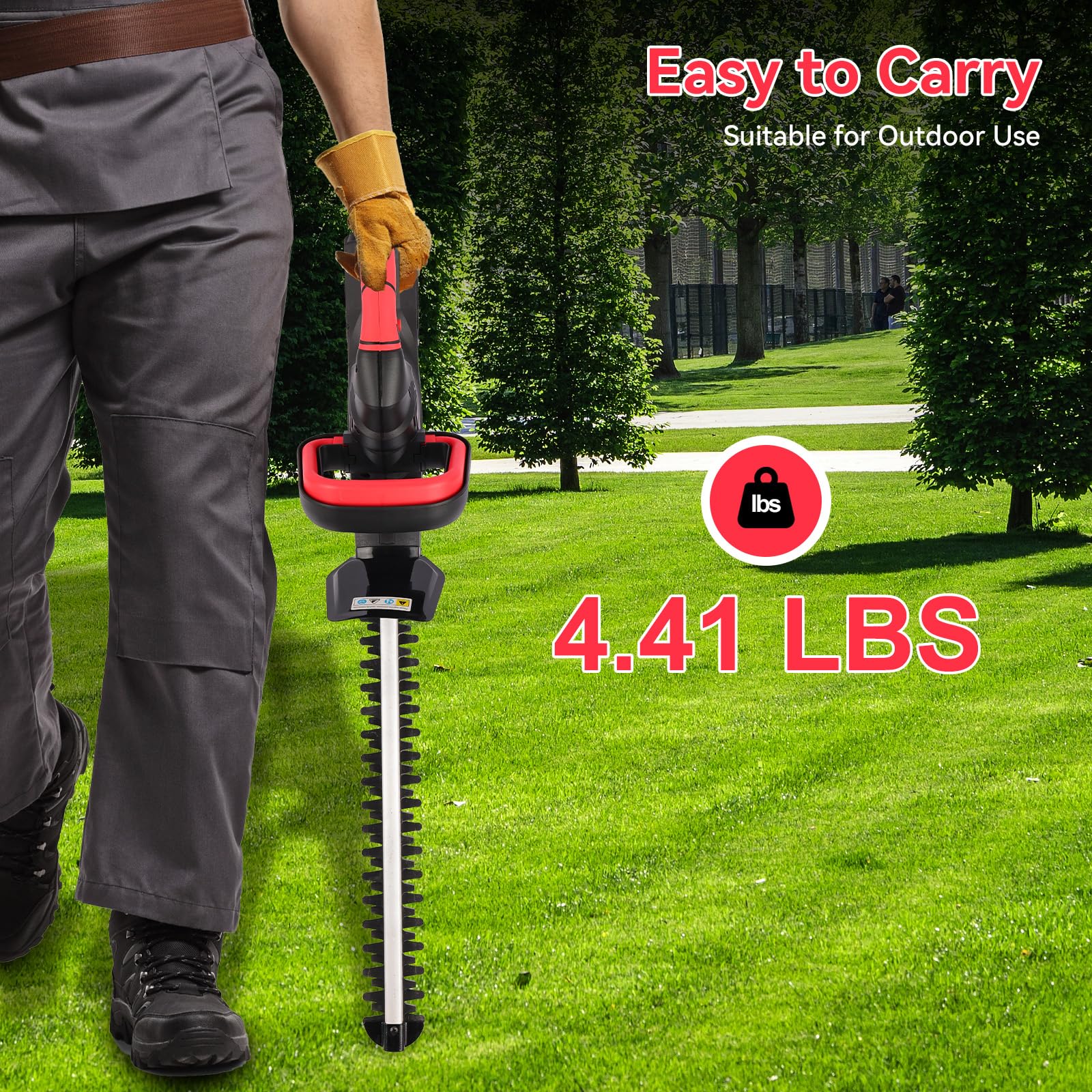 Tagliasiepi a Batteria 48cm, Tagliasiepi Elettrico Brushless con 2 Batterie da 2000mAh,15mm Distanza Denti,Tagliasiepe Giardino a Batteria per Siepi, Arbusti, Potatura