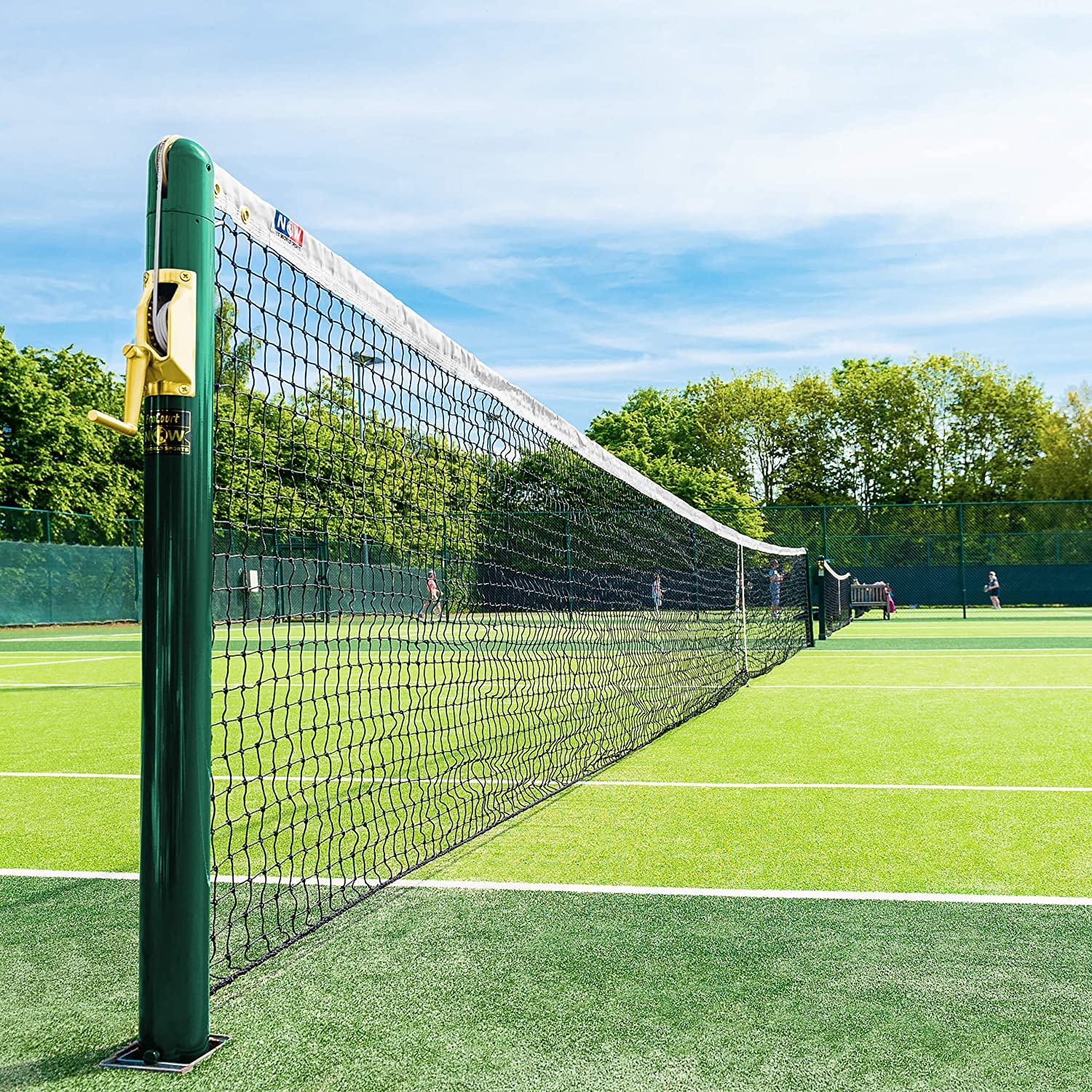 Vermont Redes de Tenis Dobles de 12,8m – Red Reglamentaria para Pistas de Tenis (Malla 45mm con Cinta PVC Blanca)