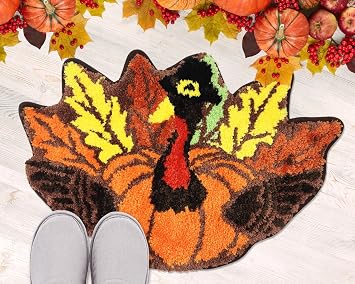 Thanksgiving Turkey Bathroom Rugs, Thanksgiving Turkey Decorations Bath Mats for Bathroom, Farmhouse Fall Rugs for Decorations for The Home, Holiday Cute Thanks Decor Non-Slip 16x24 Inches