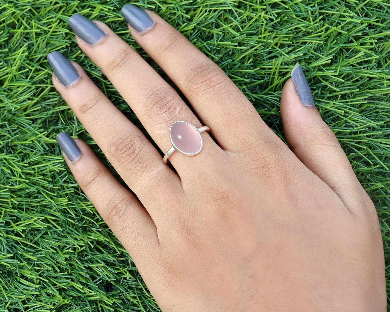 Rose Quartz Silver Ring | Natural Oval Cabochon Rose Quartz Ring | Sterling Silver 925 | January Birthstone | Handmade Jewelry