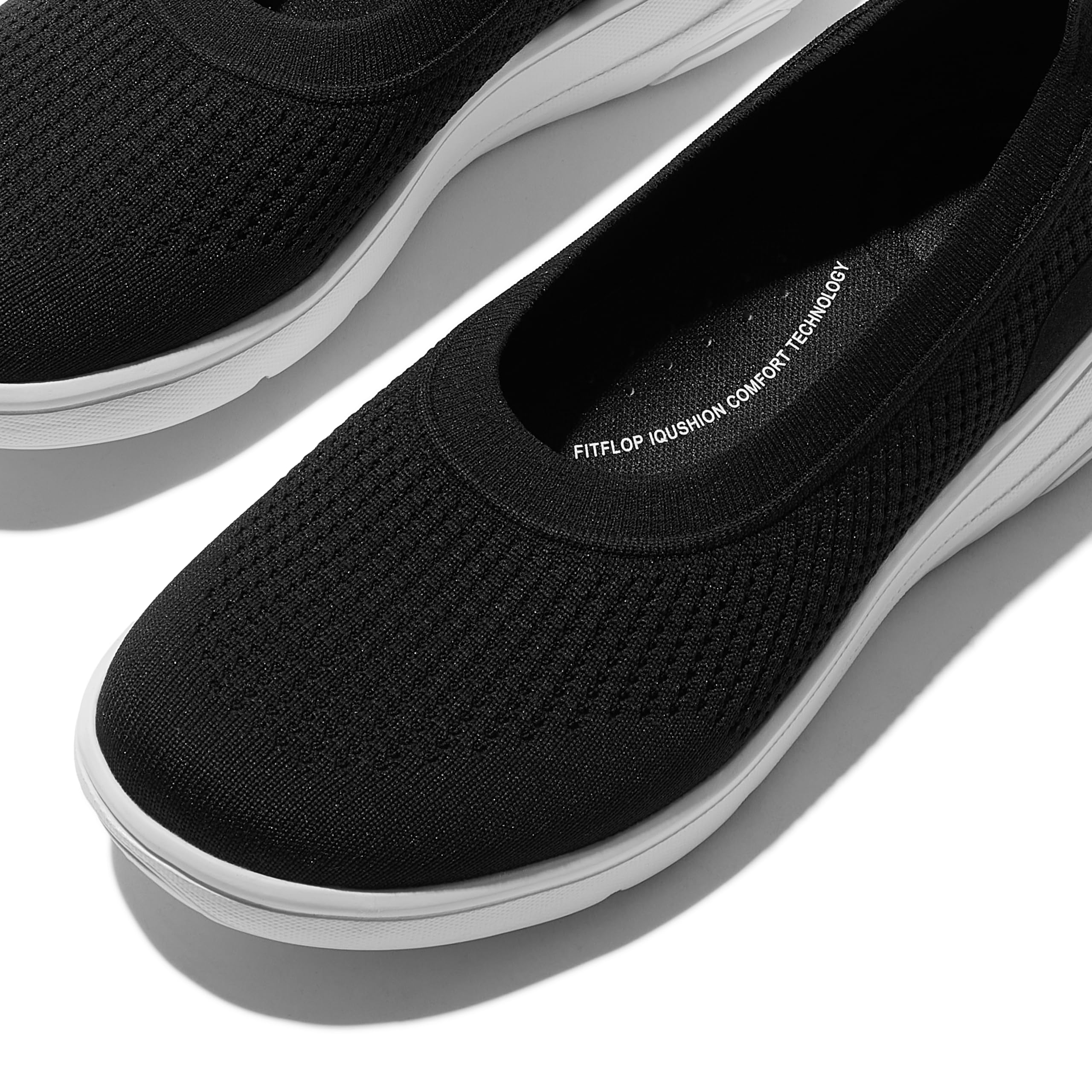 Fitflop Damskie super-Q dzianinowe baleriny, czarne, 42 EU, Czarny, 43 EU