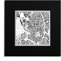 Vista 1 de O3 Design Studio Mapa de corte de papel Madrid negro mate de 20 x 20 pulgadas