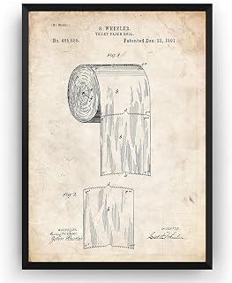 Magic Posters Toilet Paper Roll 1891 Patent Print - Vintage Art Wall Toilet Poster Bathroom Decor Old Office Blueprint Gift - Frame Not Included