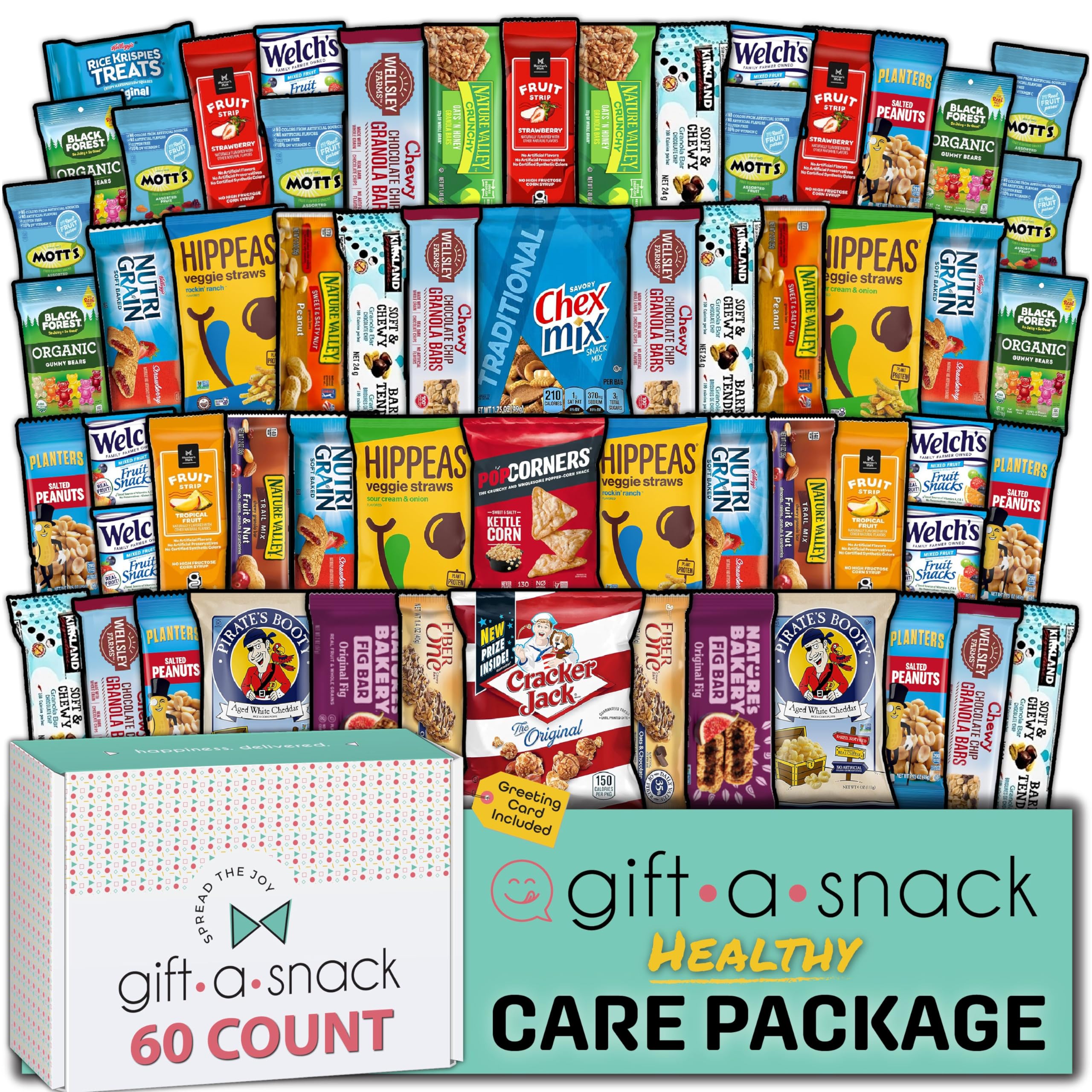 Christmas Candy Stocking Stuffers, Holiday Gift Basket Healthy Snack Box Care Package (60 Count) Xmas 2022 Bulk Variety Pack Nutritious Granola Breakfast Bars - Crave Food Birthday Sweets Adults Kids