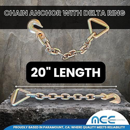 Miniatura 4 de Mega Cargo Control Correas de trinquete de 3 pulgadas x 60 pies con ganchos de agarre y extremo de cadena, correas de anclaje azules, 1 paquete