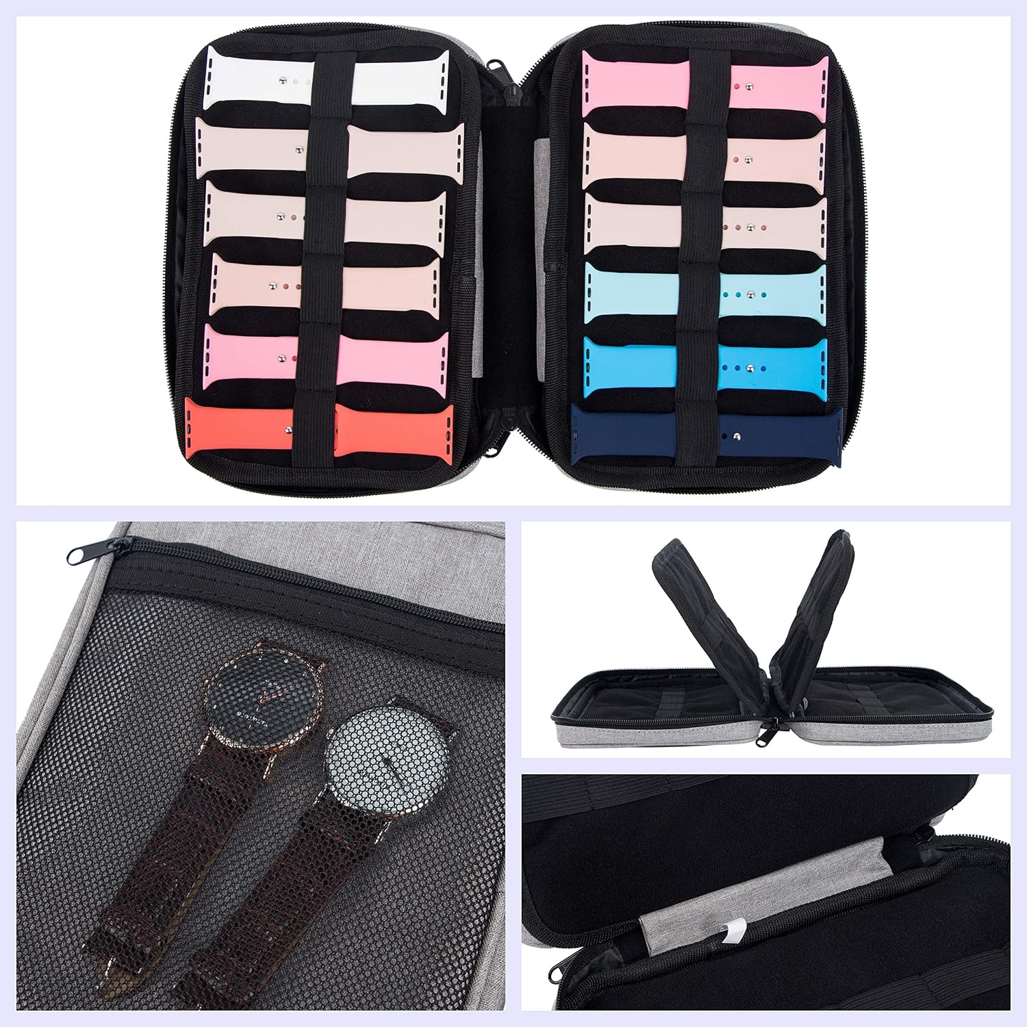 PACMAXI 36 Watch Bands Storage Carrying Case Compatible with Watches, Watch Band Holder Stores 36 Watch Bands Fit for The Most Sizes of Watch Straps, Organizer for Watch Bands Accessories, Bag Only