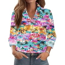 Mizvsitrd Womens Hawaiian Shirt Soft Cool Summer Hawaii Shirts Floral Tropic Print V Neck T-Shirt Short Sleeve Button Up Tops