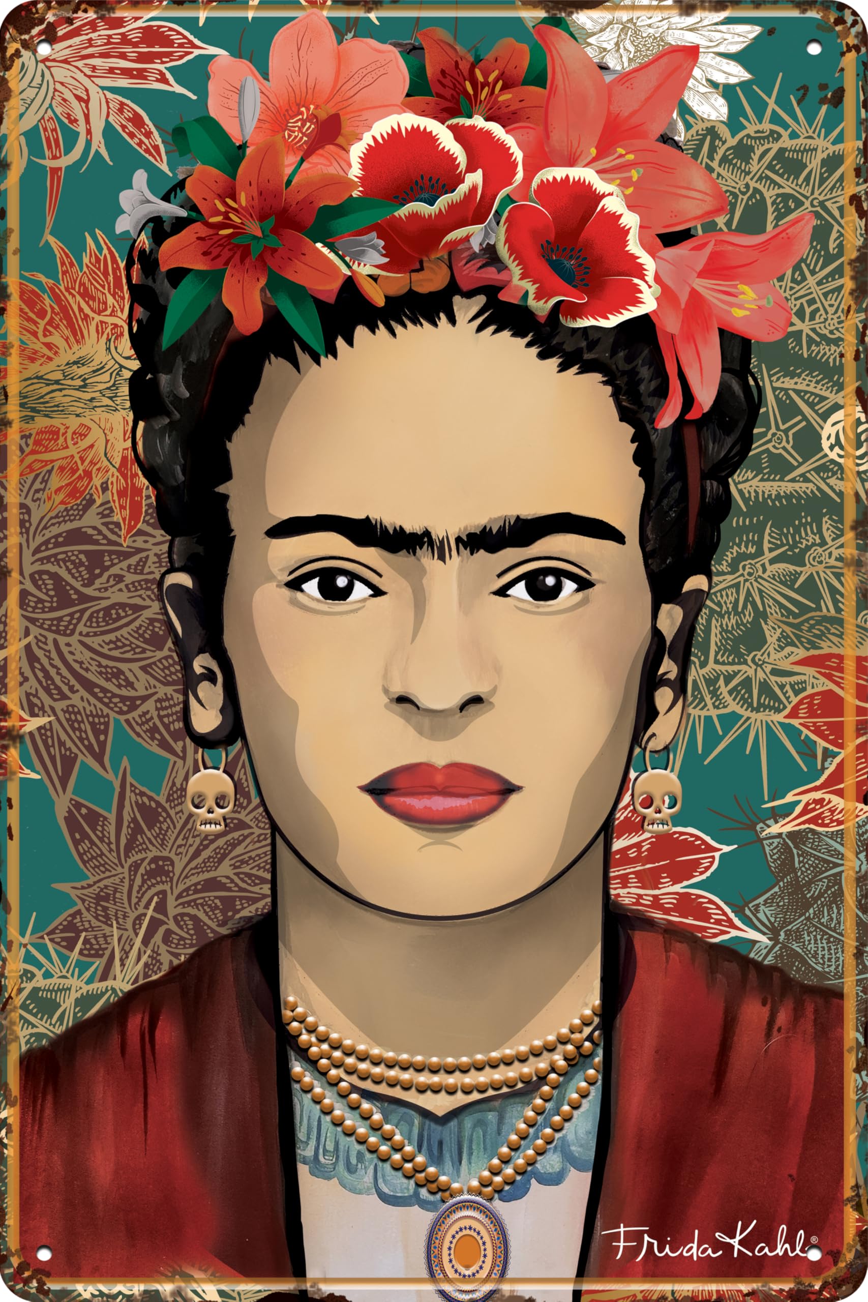 Luckylinde Portrait 1 20 X 14 Cm Art Tin Sign Suitable For Frida Kahlo Fans And Lovers - Portrait, Mexico, Art, Painter (Portrait 1)