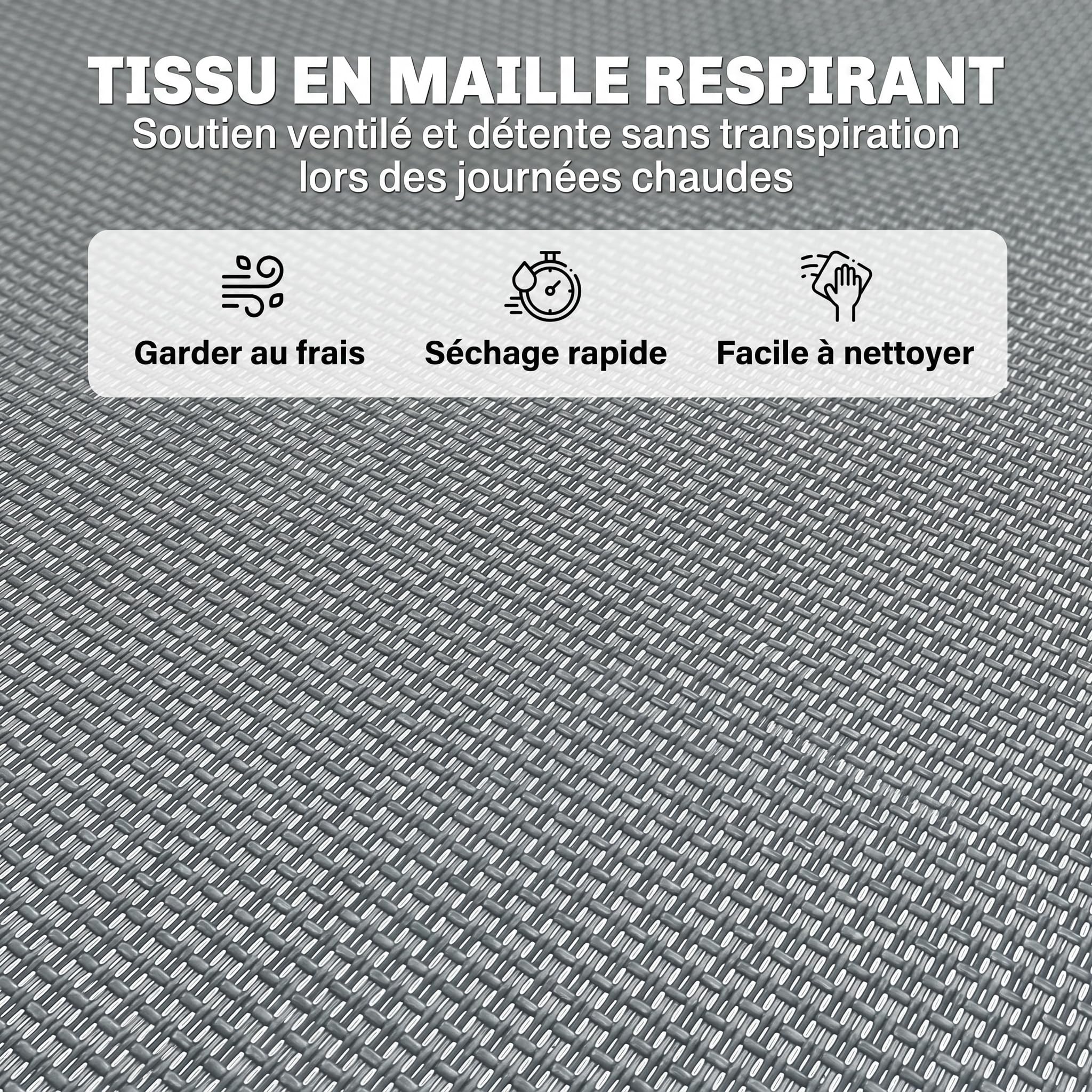 Outsunny Bain de Soleil transat Pliable Dossier inclinable Multi-Positions Acier thermoplastique Lacets élastiques Noir textilène Gris
