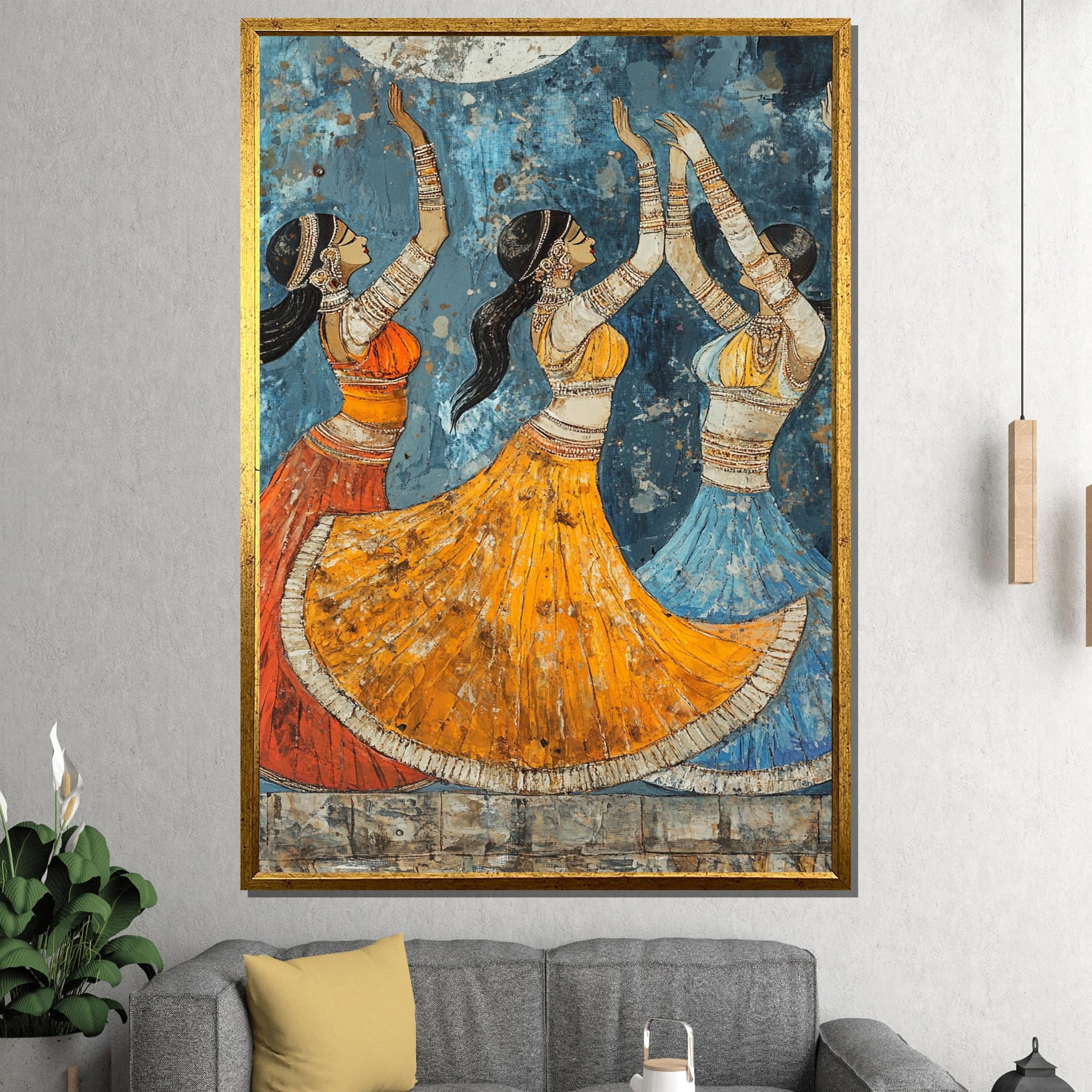 XBTYKPB Women Dancing Canvas Painting – Traditional Folk Dance Canvas Wall Art,Ready to Hang, for Culture and Boho Decor Canvas(30x40cm/Frameless)
