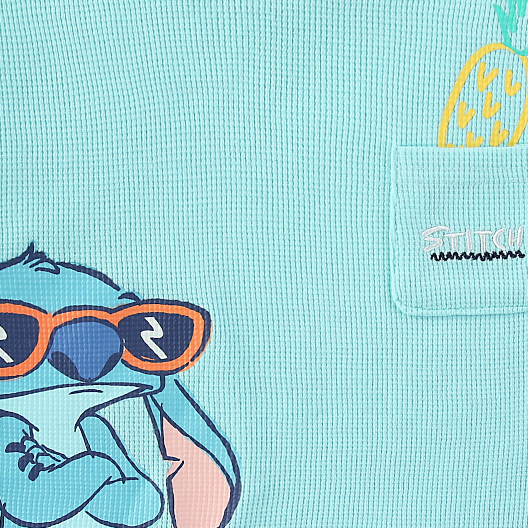 Disney Lilo & Stitch Set aus kurzärmeligem Hemd und Shorts für Babys, Waffelmuster