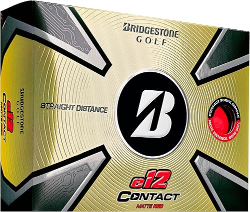 Pelotas de golf Bridgestone Golf e12 Contact 2023, color rojo (nuevo estilo)