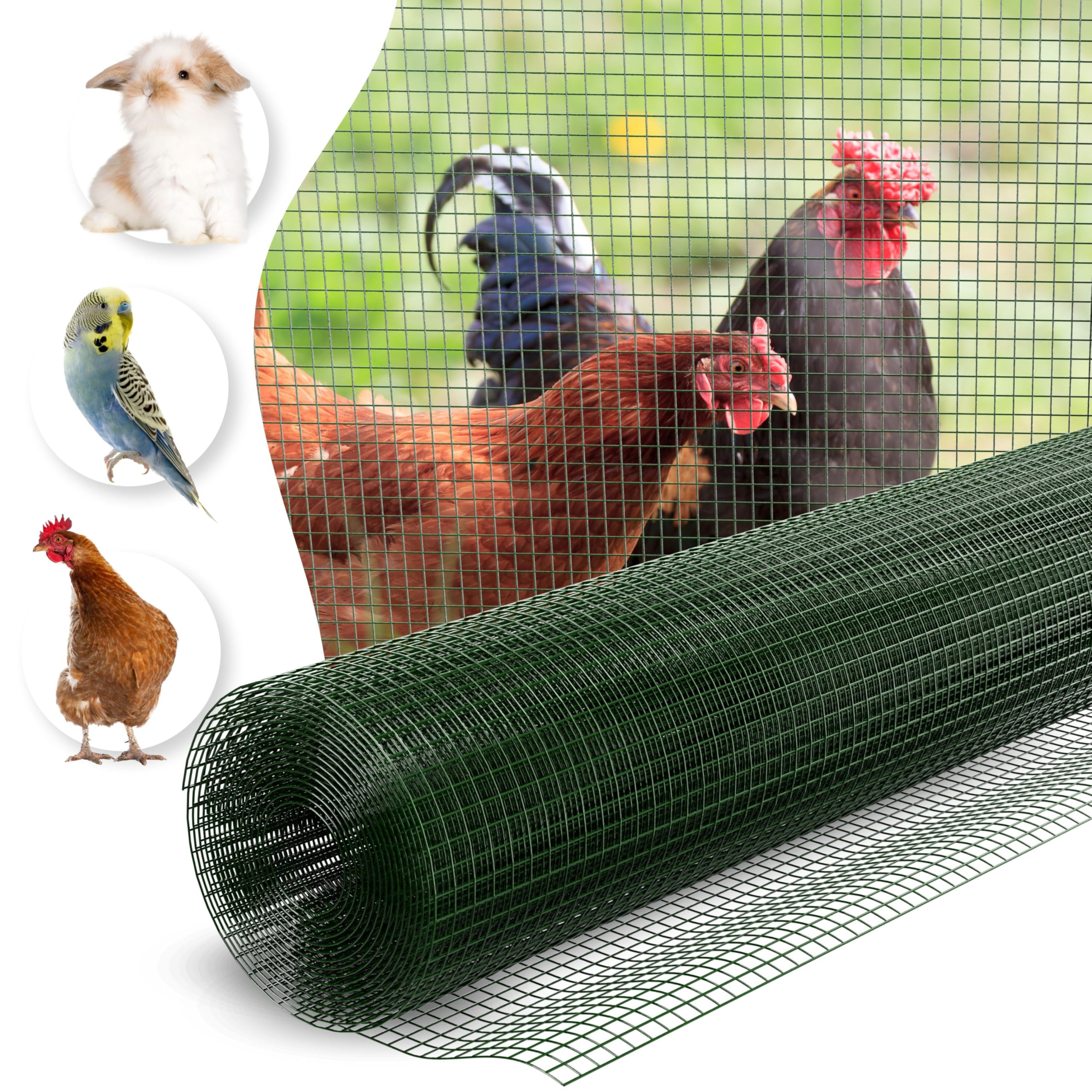 kraptrap® Volierendraht grün Drahtgitter I Käfigdraht Schweißgitter (1m x 25m)