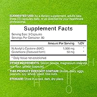 Vista 2 de Suplemento DEAL NAC (N-Acetil Cisteína) 1,000mg por porción con glutatión reducido, 240 cápsulas – Apoyo antioxidante para la salud inmune, pulmonar