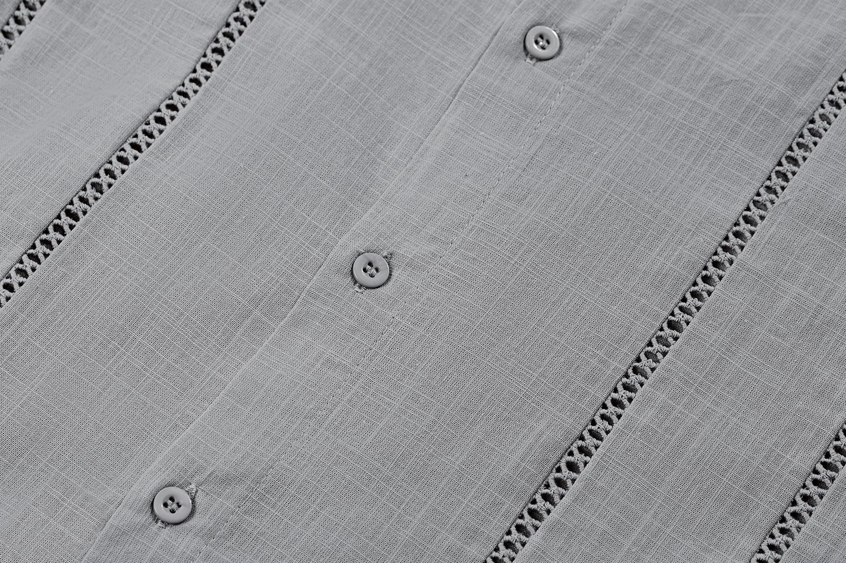 Set di 2 pezzi di lino da uomo, vestibilità normale, con bottoni, camicia da spiaggia e pantaloncini, a maniche corte
