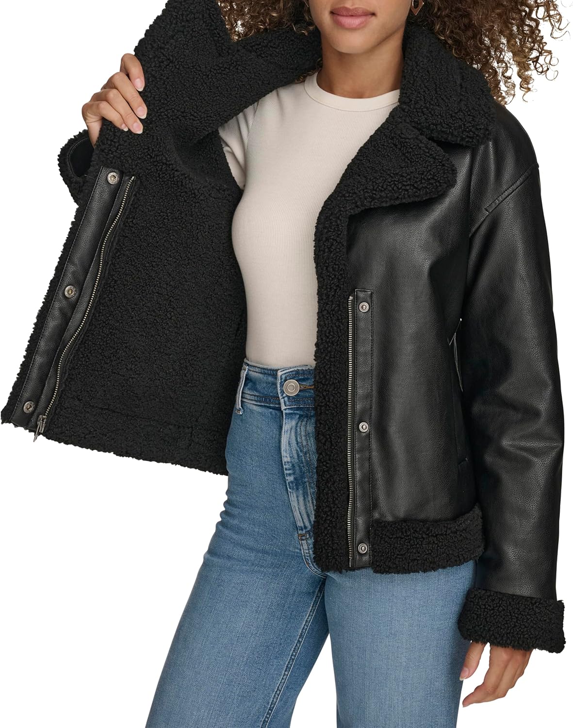 Levi's Women's Faux Leather Sherpa Lined Moto Jacket - Image 3