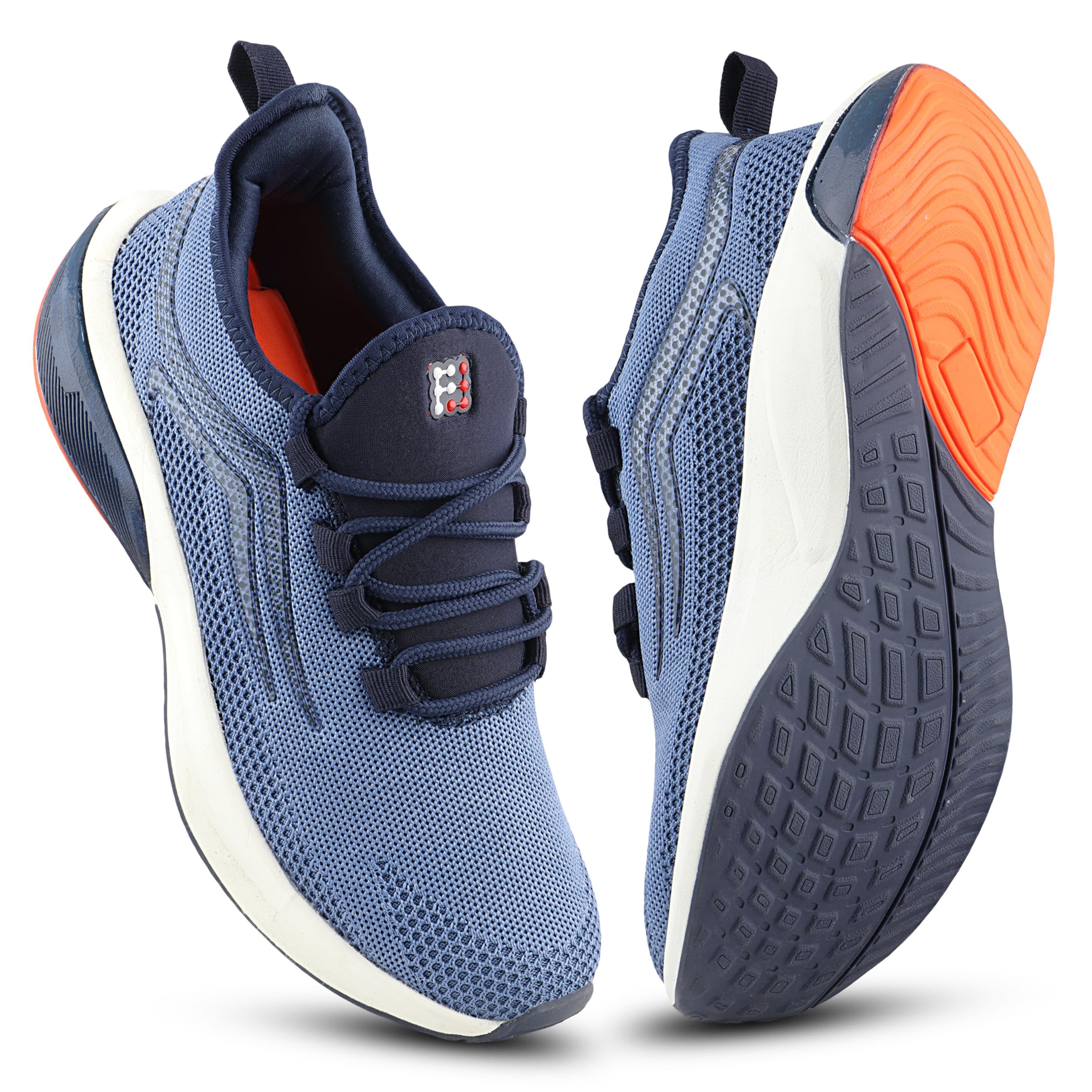 Flight Sports Shoes for Men, Lace-Up with Style & Comfort, Lightweight Anti Skid Shoe for Running, Walking, Gym, Trekking and Hiking, Casual Footwear for Gents Navy-image-41