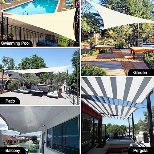 Miniatura 8 de Garden EXPERT - Toldo parasol triangular, tamaño 10 x 10 x 14 pies  3.04 x 3.04 x 4.26 metros, para dar sombra a patios, jardines y exteriores,