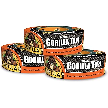 Gorilla Black Duct Tape, 1.88" x 35 yd, Black, (Pack of 3)