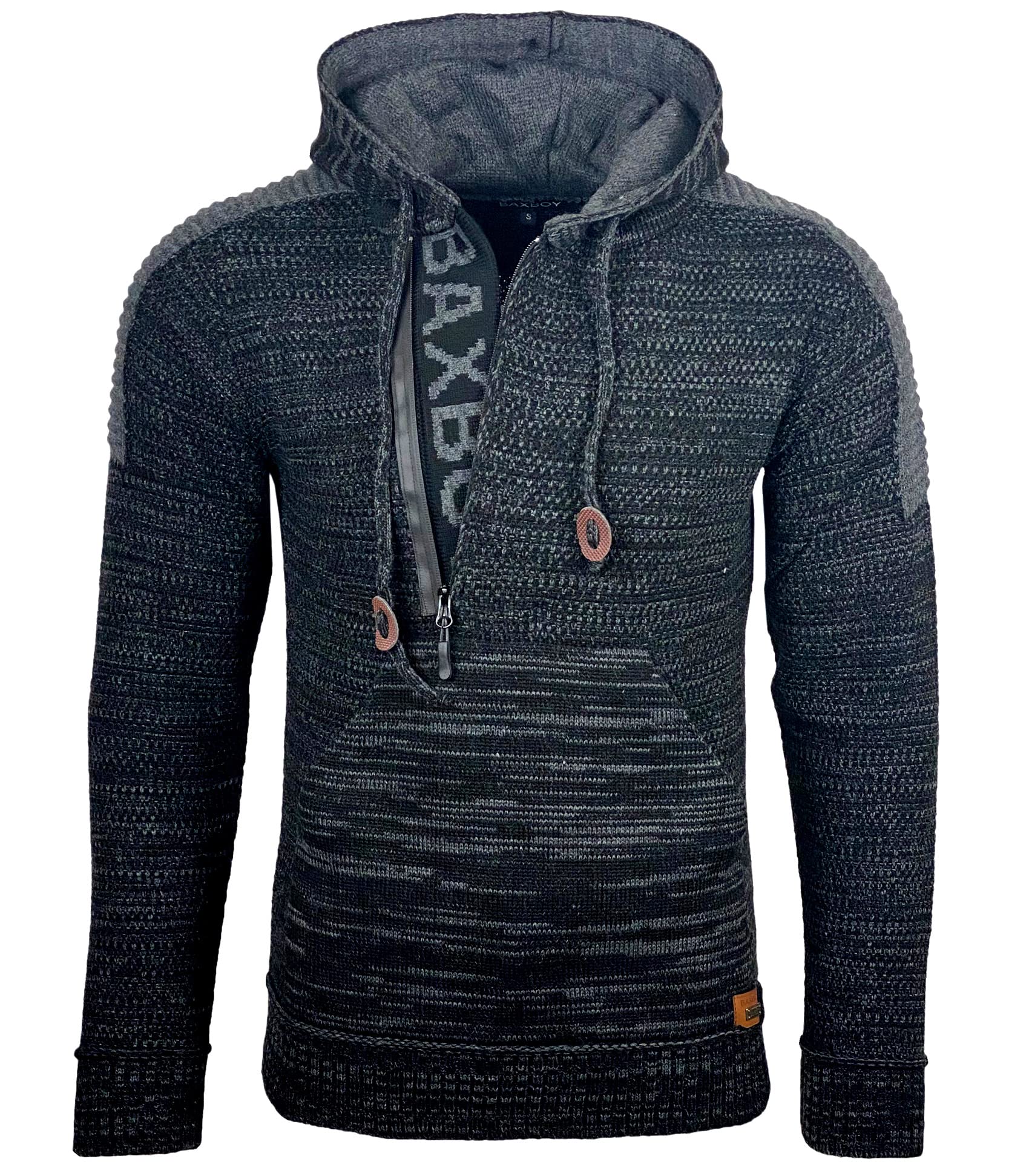 Subliminal - Jersey para hombre de punto con capucha de malla grande, cierre de cremallera BX290