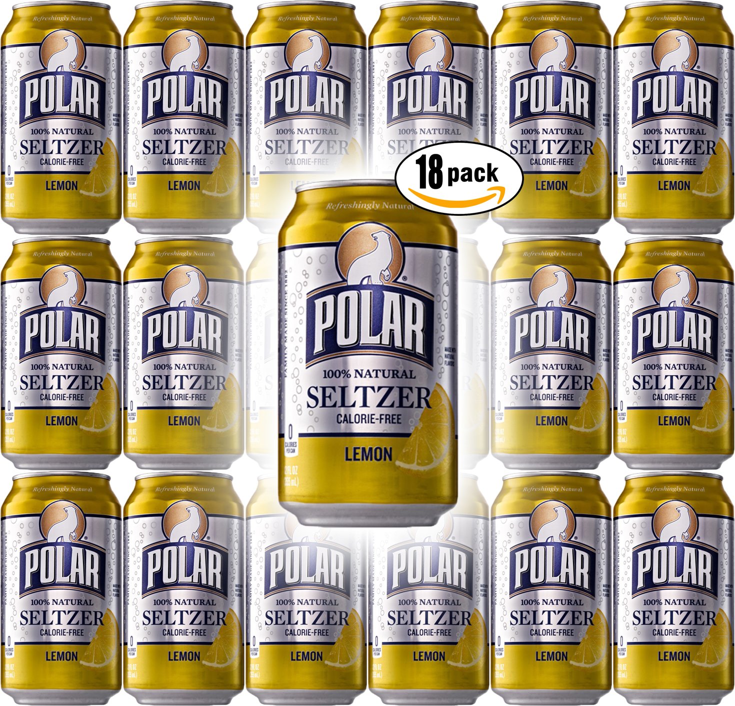 Polar Seltzer Lemon, 12oz Cans (Pack of 18, Total of 216 Oz)