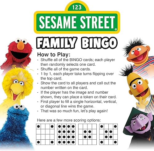 Miniatura 3 de Aquarius Juego de bingo familiar de Plaza Sésamo, divertido juego de fiesta familiar para niños, adolescentes y adultos, regalo entretenido de noche