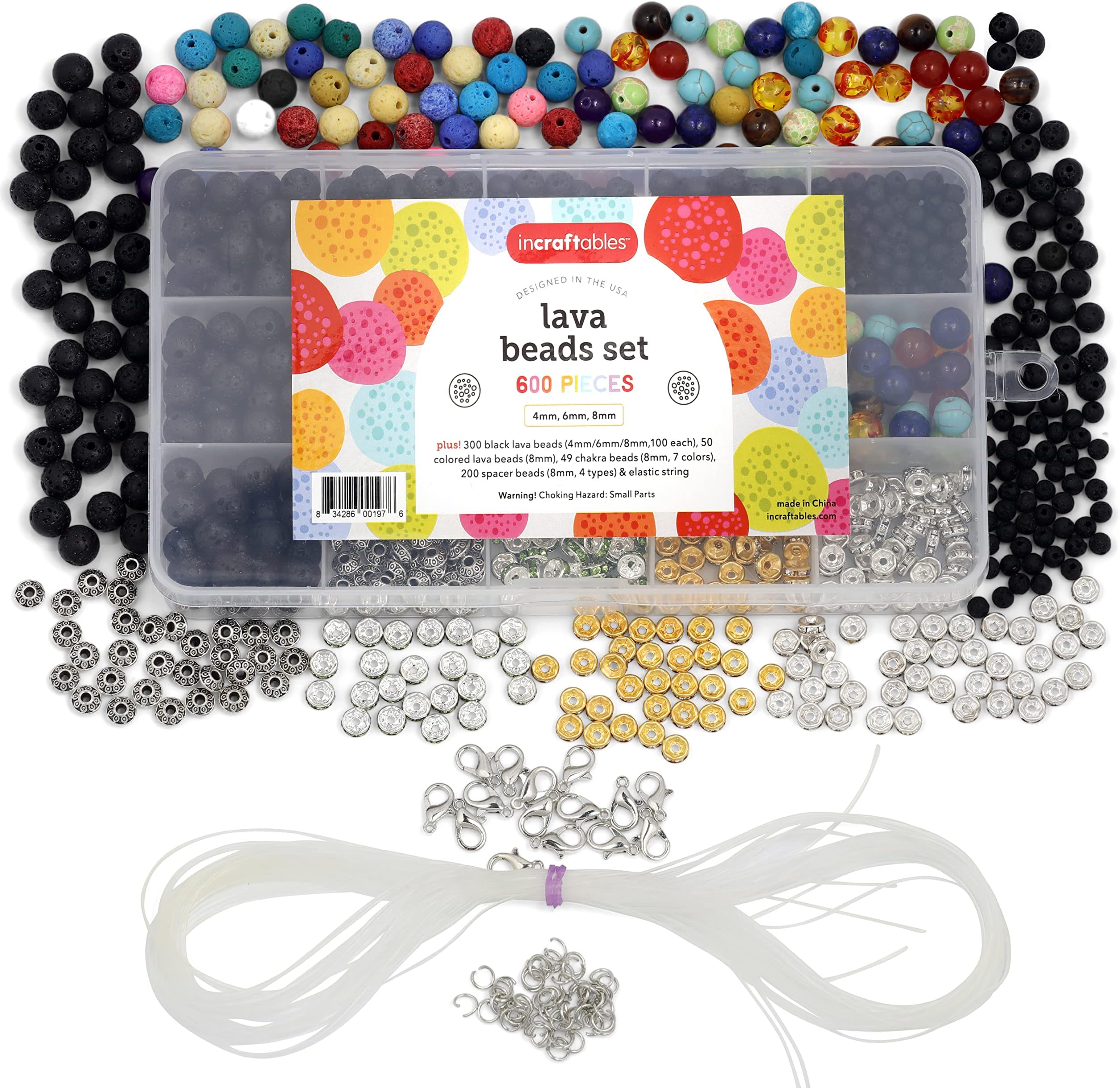 BEADNOVA 8mm Colorful Lava Rock Stone Gemstone Semi